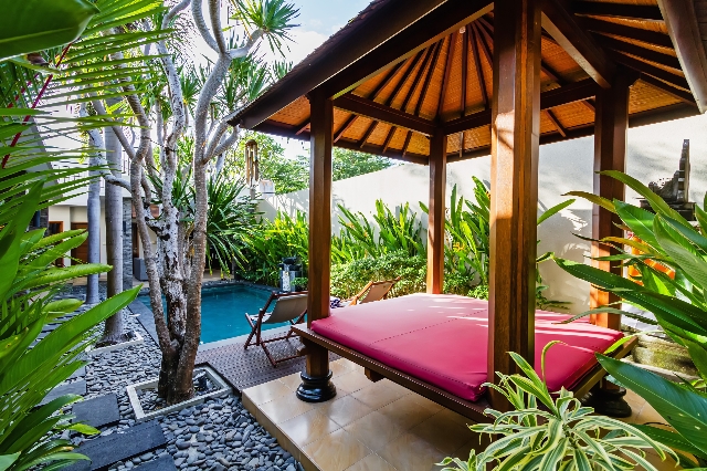 Seating area by the pool